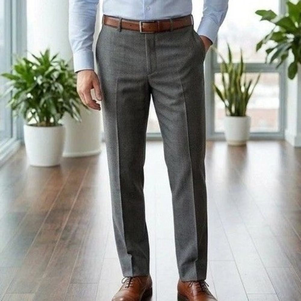 Banana Republic Men's 38/32 Gray Modern Fit Dress Pants Wool Blend Trousers